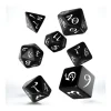 7 dés multifaces noirs gravage blanc CLASSIC ELVEN- syle elfe