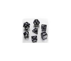 7 dés multifaces noirs gravage blanc CLASSIC ELVEN- syle elfe