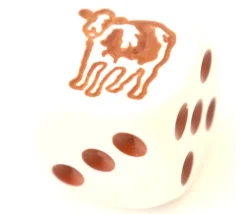 Dé spécial vache marron 23456 taille 16 mm