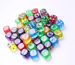 Dé translucide coloré 15 mm pour jeu