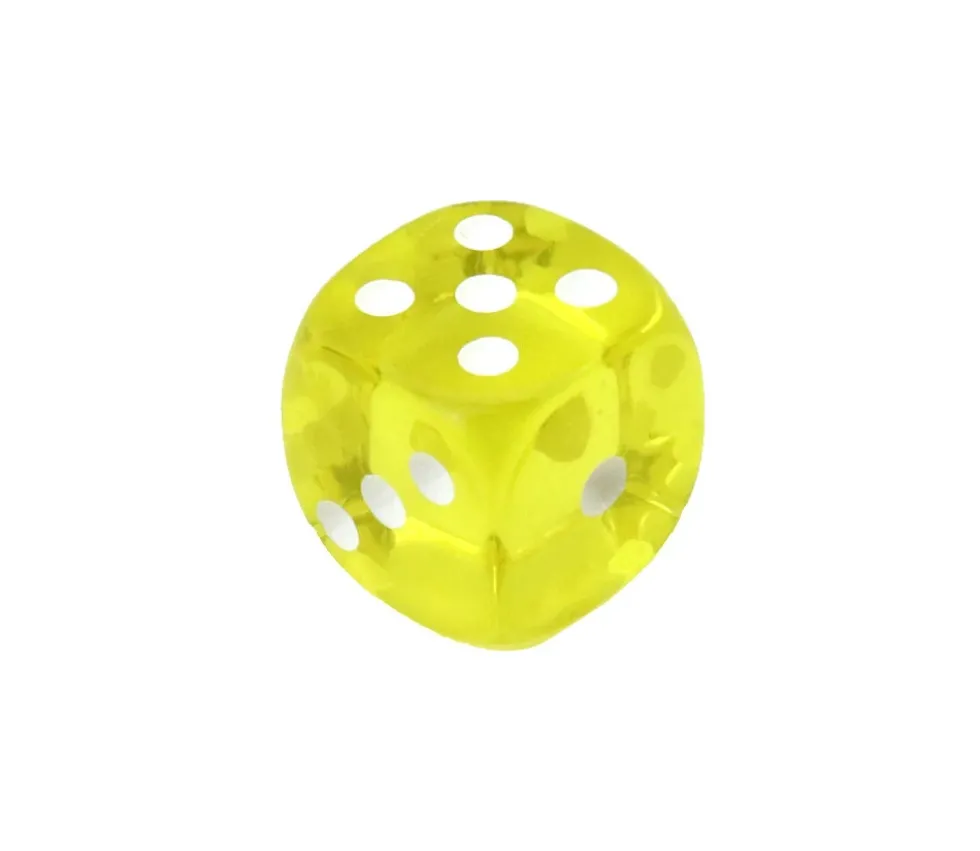 Dé translucide JAUNE 16 mm