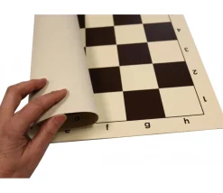 Echiquier tapis de jeu enroulable 50x50 cm échec marron/blanc