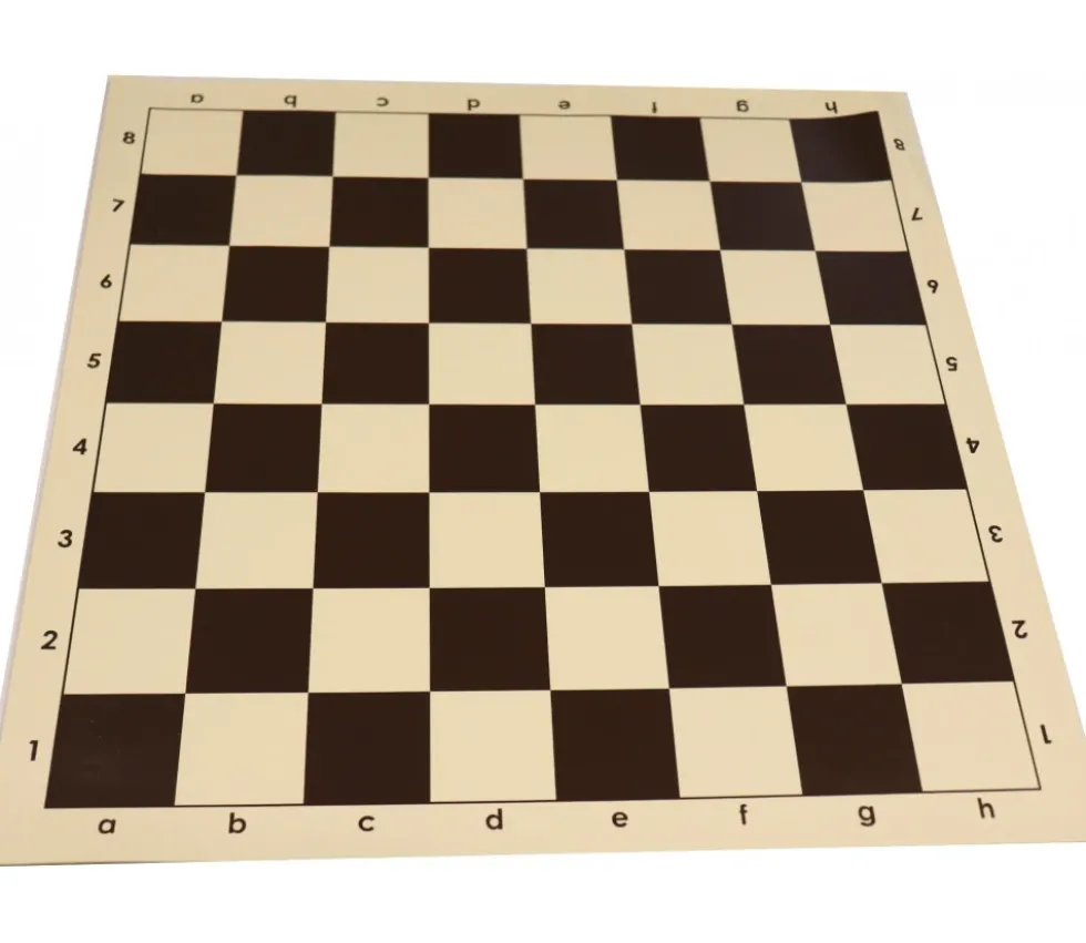 Echiquier tapis de jeu enroulable 50x50 cm échec marron/blanc