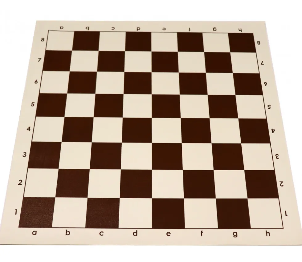 Echiquier tapis de jeu roulable 43x43 cm échec marron/blanc