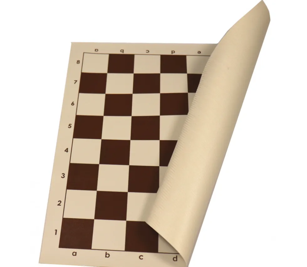Echiquier tapis de jeu roulable 43x43 cm échec marron/blanc