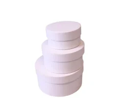 2e choix - 3 Boites gigognes rondes carton blanc - Ø 8-10-12 cm avec défauts