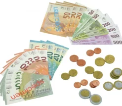 Euros factices 44 pièces et billets (22 pièces Re-plastique et 22 billets papier) pour jeux