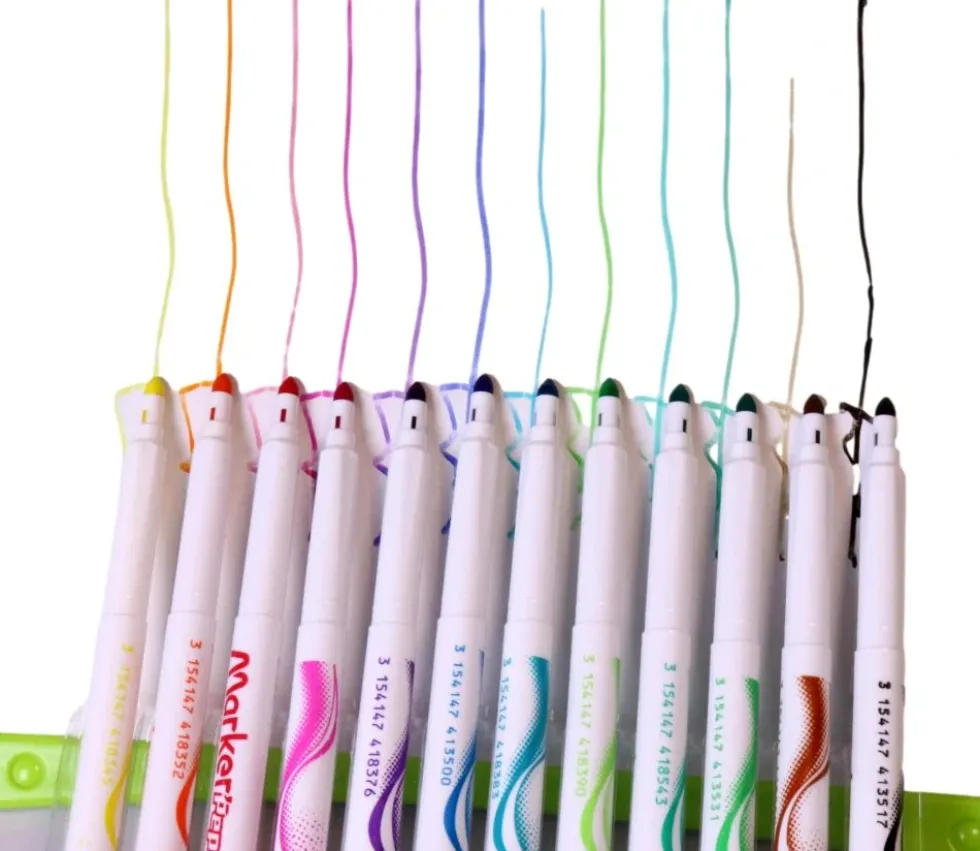 12 Feutres effaçables pour ardoise ou tableau blanc - 12 couleurs