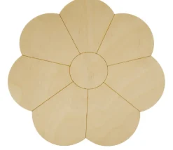 Fleur en bois naturel de 24.5 cm de diamètre