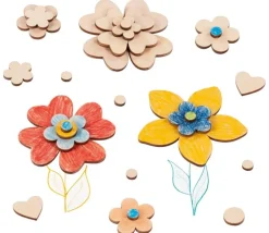 75 Formes fleurs et feuilles bois naturel