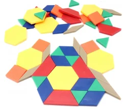 50 Formes géométriques blocs logiques plastique coloré