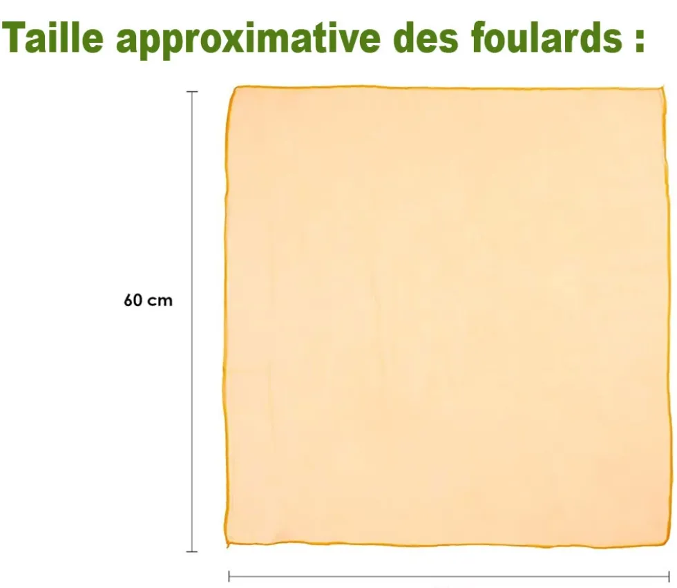 32 foulards de jonglage colorés 60 x 60 cm