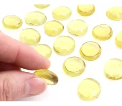 20 galets gems 15/22 mm jaune translucide - mini pierres plates