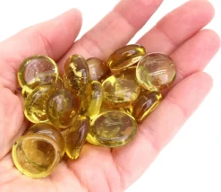 20 galets gems 15/22 mm jaune translucide - mini pierres plates