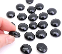 20 Galets gems 15/25 mm noir opaque - mini pierres plates