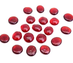 20 galets gems 15/18 mm rouge translucide - mini pierres plates