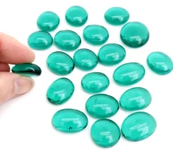 20 galets gems 15/25 mm vert translucide - mini pierres plates