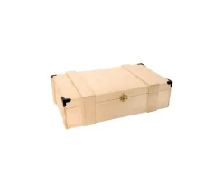 Grand coffret bois 37.5 x 22.4 x 11 cm avec charnières - coins métal
