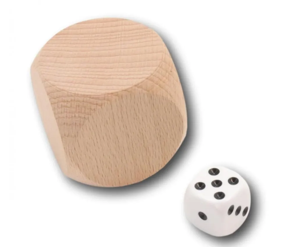 Grand dé vierge 42 mm en bois naturel neutre 4.2 cm