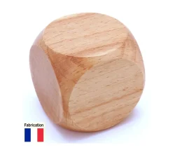 Grand dé vierge 42 mm en bois naturel neutre 4.2 cm