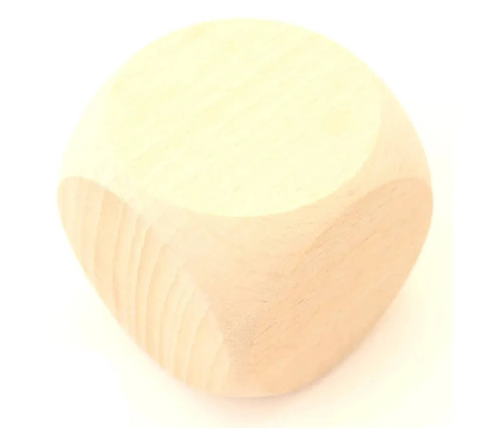 Grand dé vierge 50 mm en bois naturel neutre brut 5 cm