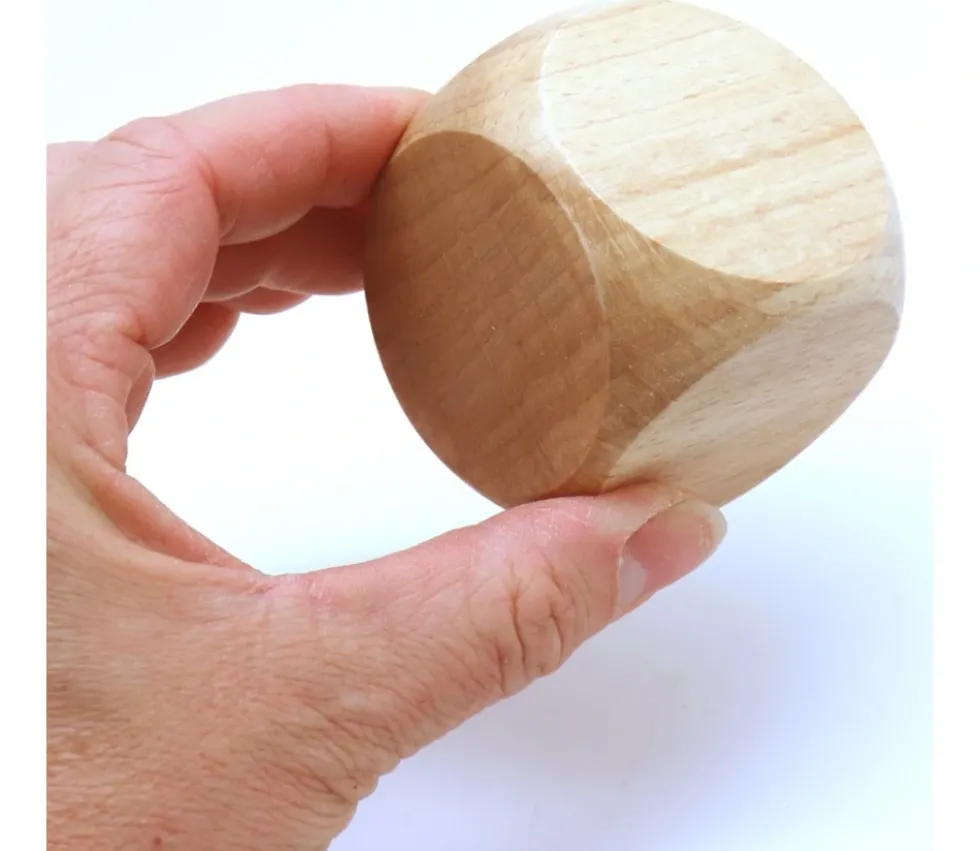 Grand dé vierge 50 mm en bois verni naturel neutre 5 cm