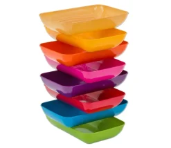 6 grandes barquettes plateaux colorés Bioplastique 23 x 14.9 x 4 cm GM