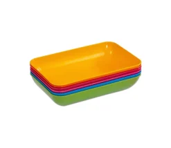 6 grandes barquettes plateaux colorés Bioplastique 23 x 14.9 x 4 cm GM