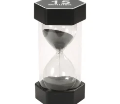 Grand sablier super lisible 15 minutes - NOIR - 16 cm MAXI