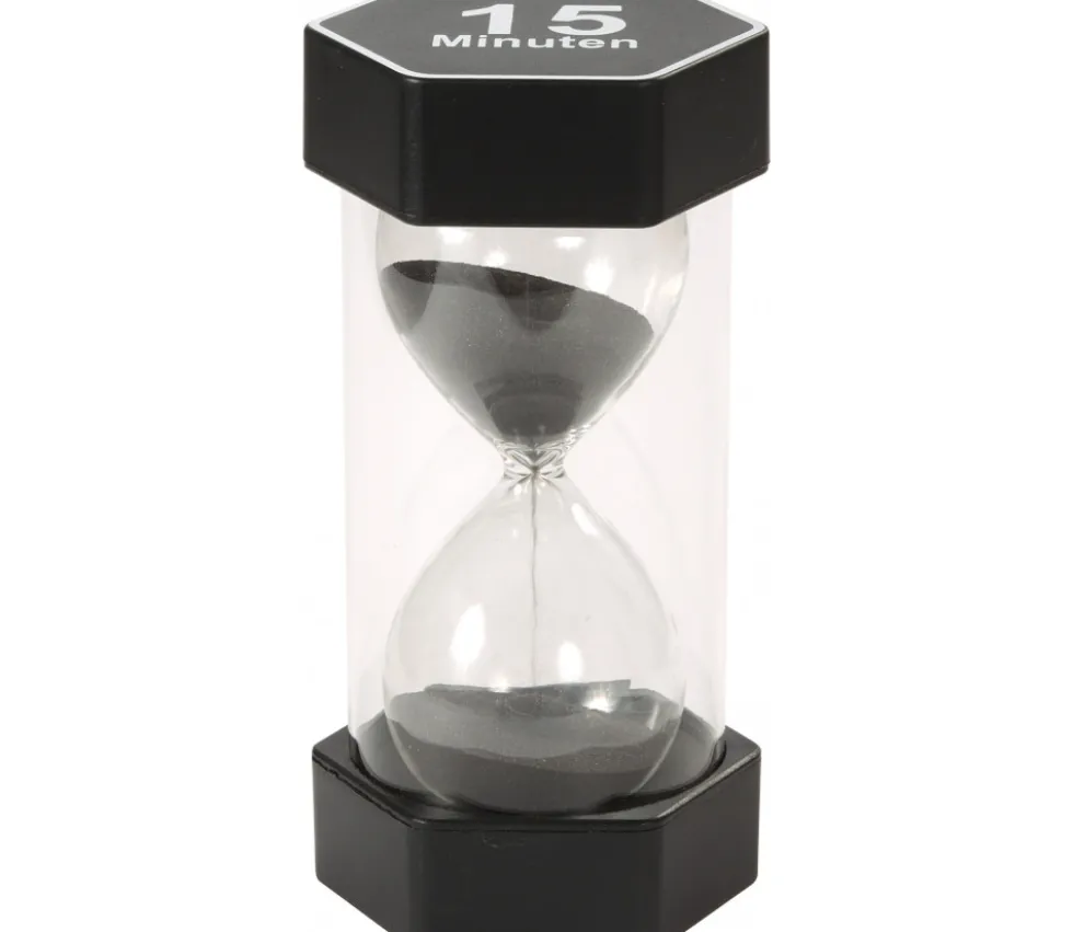 Grand sablier super lisible 15 minutes - NOIR - 16 cm MAXI