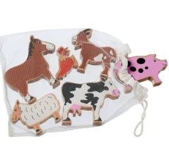 6 grands animaux de la ferme - Figurines en bois
