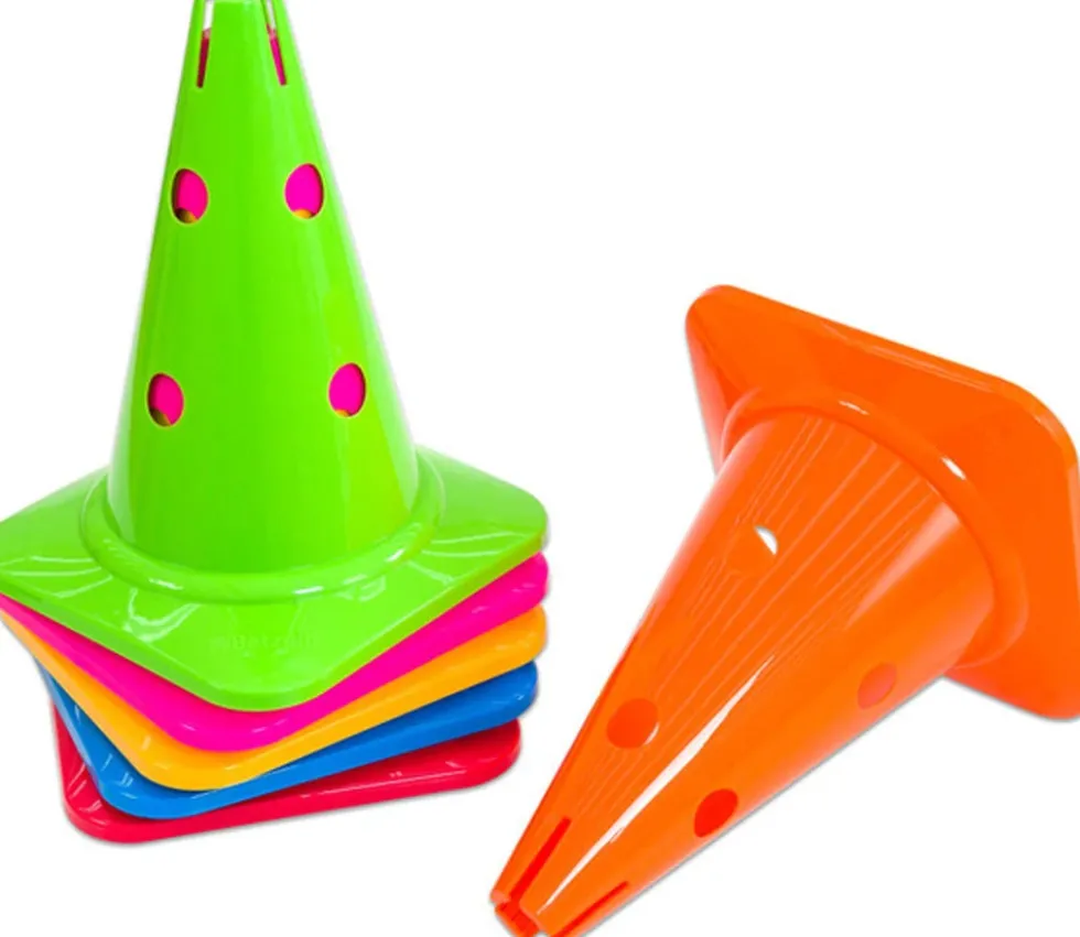 6 grands Cônes slalom 30 cm SUPER RESISTANTS avec trous