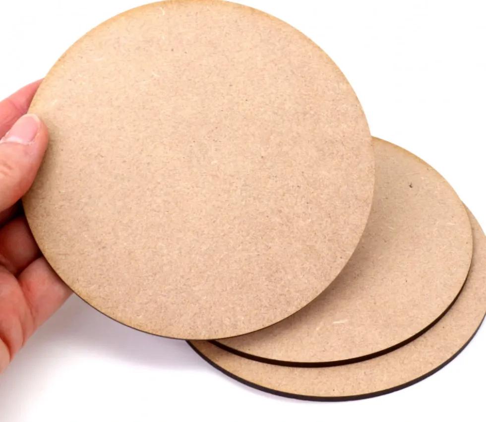 3 grands ronds de 13 cm en bois MDF brut