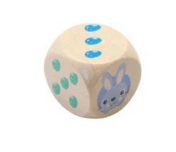 Gros dé en bois Pâques lapin et oeufs 2.5 cm