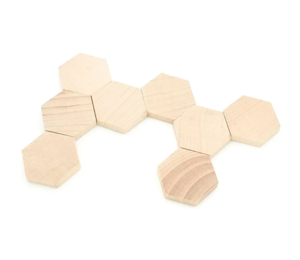 Hexagone plat en bois de 4.5 cm - 45 x 45 x 8 mm