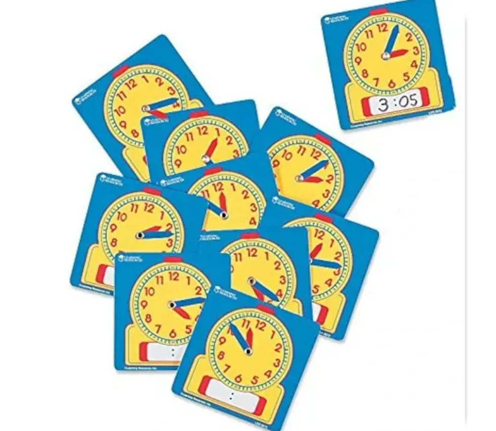 Horloge effaçable apprentissage heure affichage cadran et digital