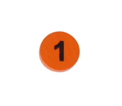 Jeton bois numéro 1 rond plat de 21 x 4 mm orange