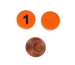 Jeton bois numéro 1 rond plat de 21 x 4 mm orange