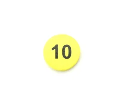 Jeton bois numéro 10 rond plat de 21 x 4 mm jaune