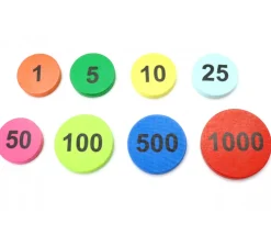 Jeton bois numéro 50 rond plat de 21 x 4 mm rose