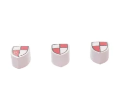 Jeton bouclier rouge/blanc blason en bois 15 x 12 x 8 mm à l'unité