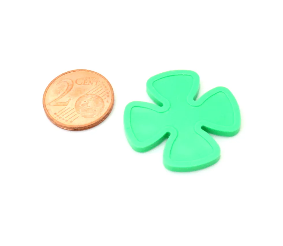 Jeton 29 mm trèfle à 4 feuilles vert