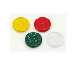 Jeton pailleté épais 25 x 5 mm galet rouge