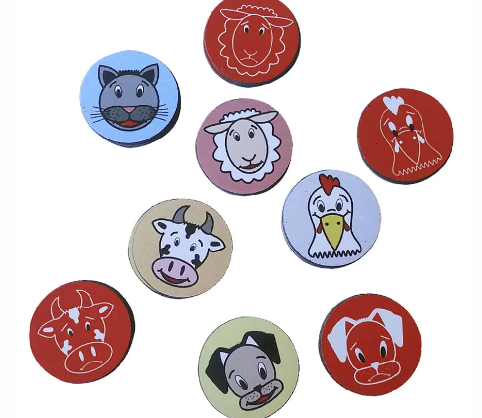 35 jetons aimants ronds animaux - diamètre 2 cm