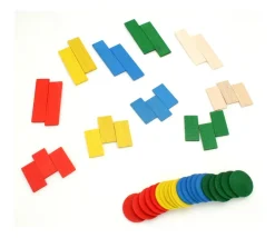 50 Jetons de jeux en bois lot pour tarot, nain jaune, mise 5 couleurs
