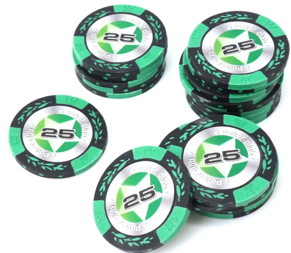 20 Jetons de poker crown argile valeur 25 - 14 gr