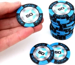 20 Jetons de poker crown argile valeur 50 - 14 gr