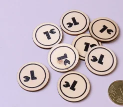 500 Jetons en bois 1 € - 2.5 cm