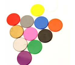 10 Jetons plastique 25 mm - pions ronds plats 2.5 cm pour jeux par couleur