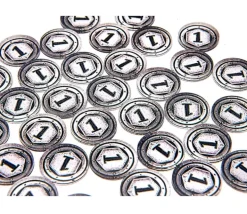 80 jetons ronds / carrés / trianges pour mise de jeu